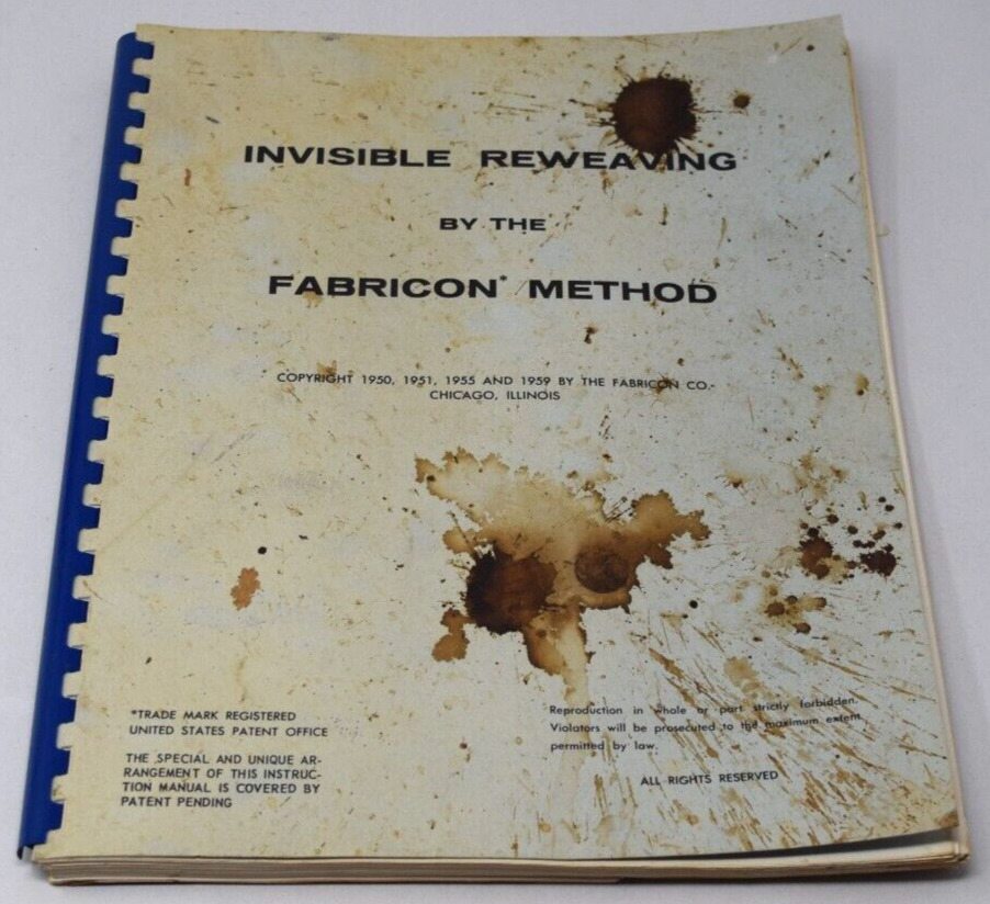 1959 Invisible Reweaving By The Fabricon Method Chicago Illinois Book