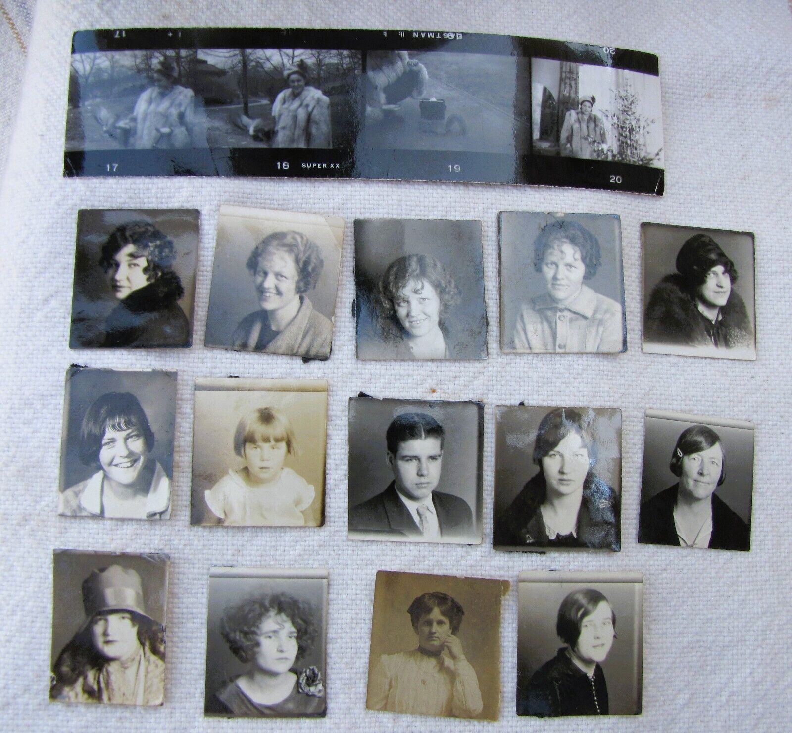 Vtg Antique Small Arcade Photo Booth Photos Lot of 14 + Photo Strip~Flappers