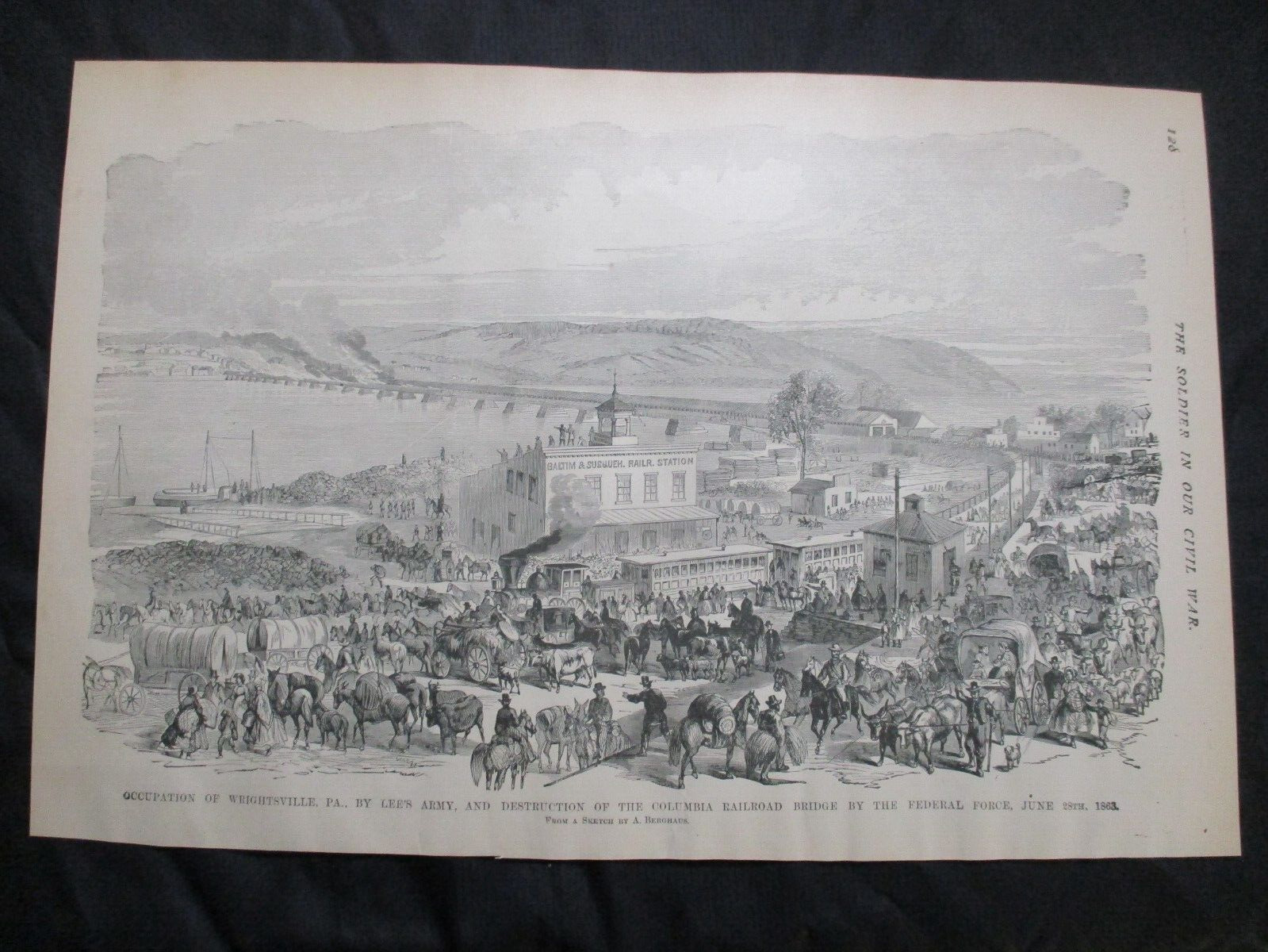1885 Civil War Print - Occupation of Wrightsville, PA, By Lee's Army, June 1863