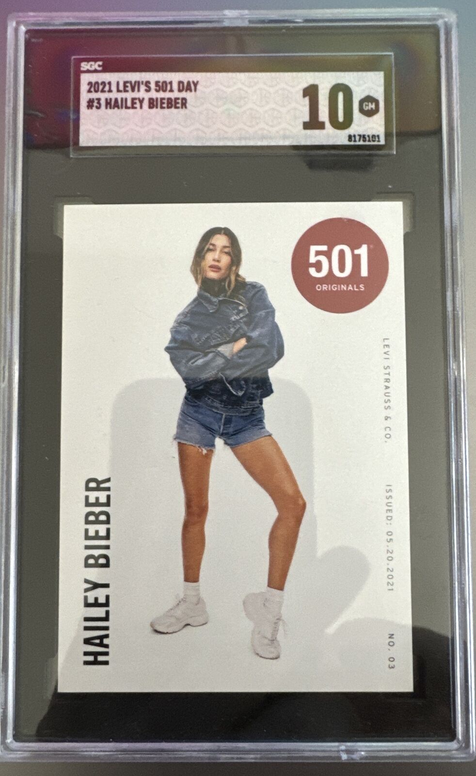 Hailey Bieber 2021 Levi’s 501 Day RC Rookie Card SGC 10 Gem Mint