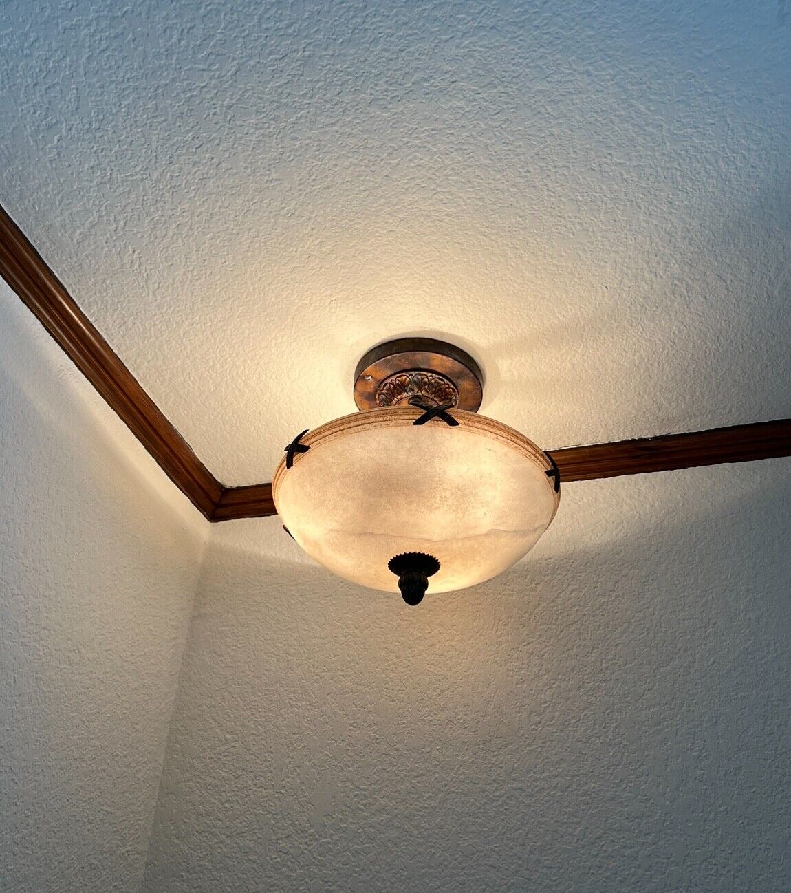 vintage genuine alabaster ceiling light fixture semi flush