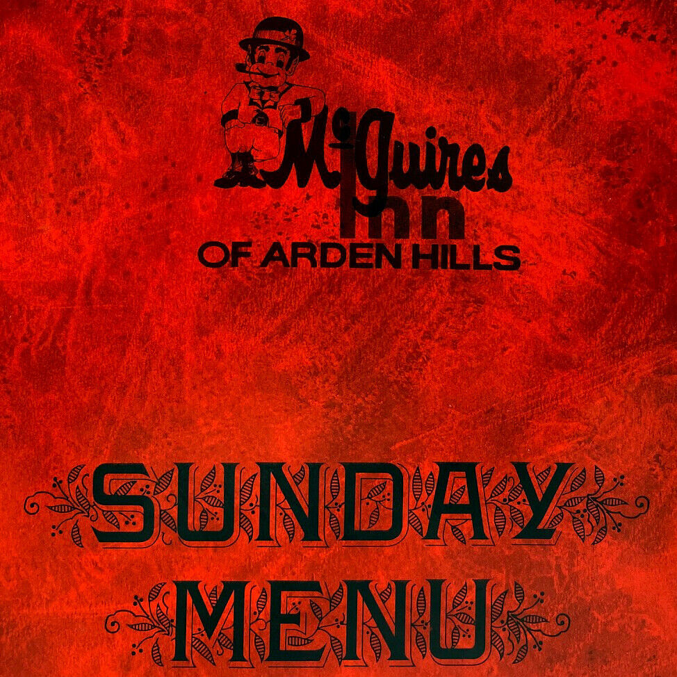 Vintage 1970s McGuire\'s Inn Arden Hills Sunday Restaurant Menu St Paul Minnesota