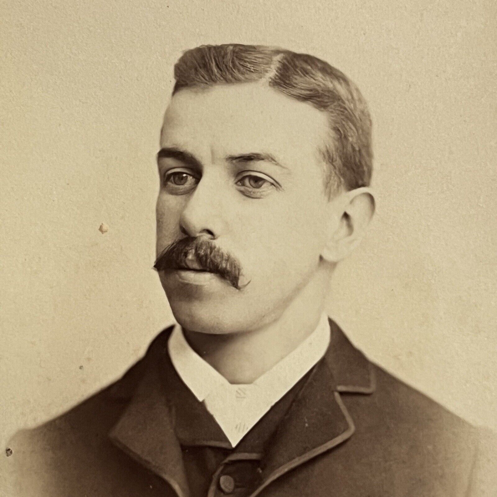 Antique Cabinet Card Photograph Charming Handsome Man Great Mustache Sunbury PA