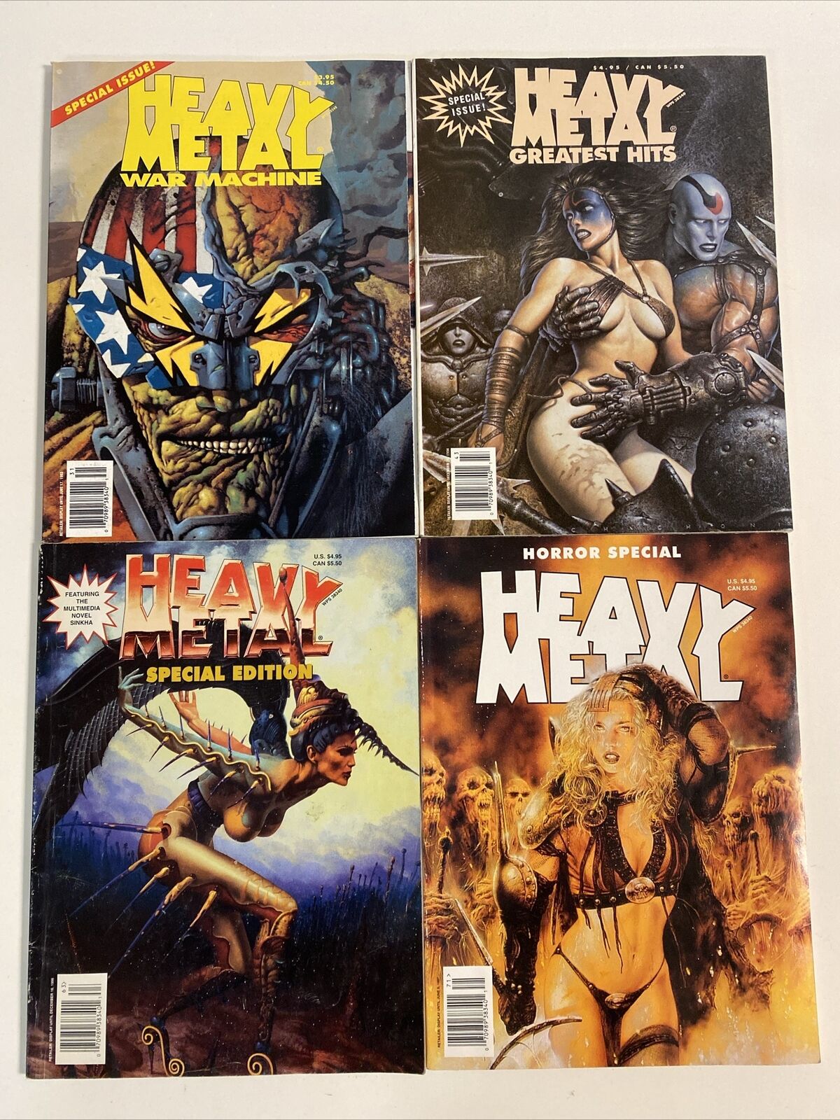 HEAVY METAL magazine 4 issue lot Horror Special, War Machine, Greatest Hits 1993