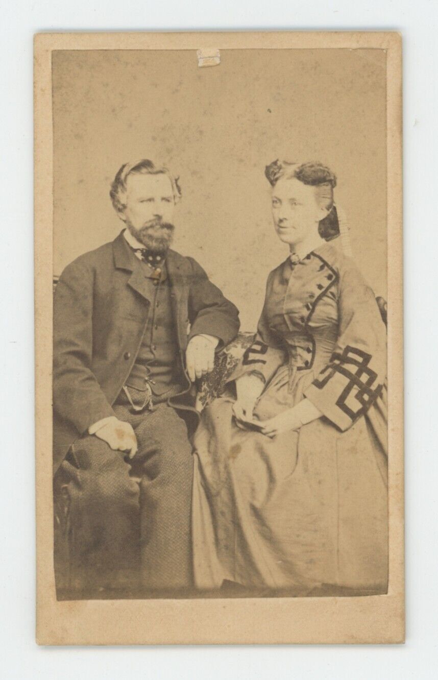 Antique CDV Circa 1870s Beautiful Older Couple in Victorian Clothing Brooklyn NY