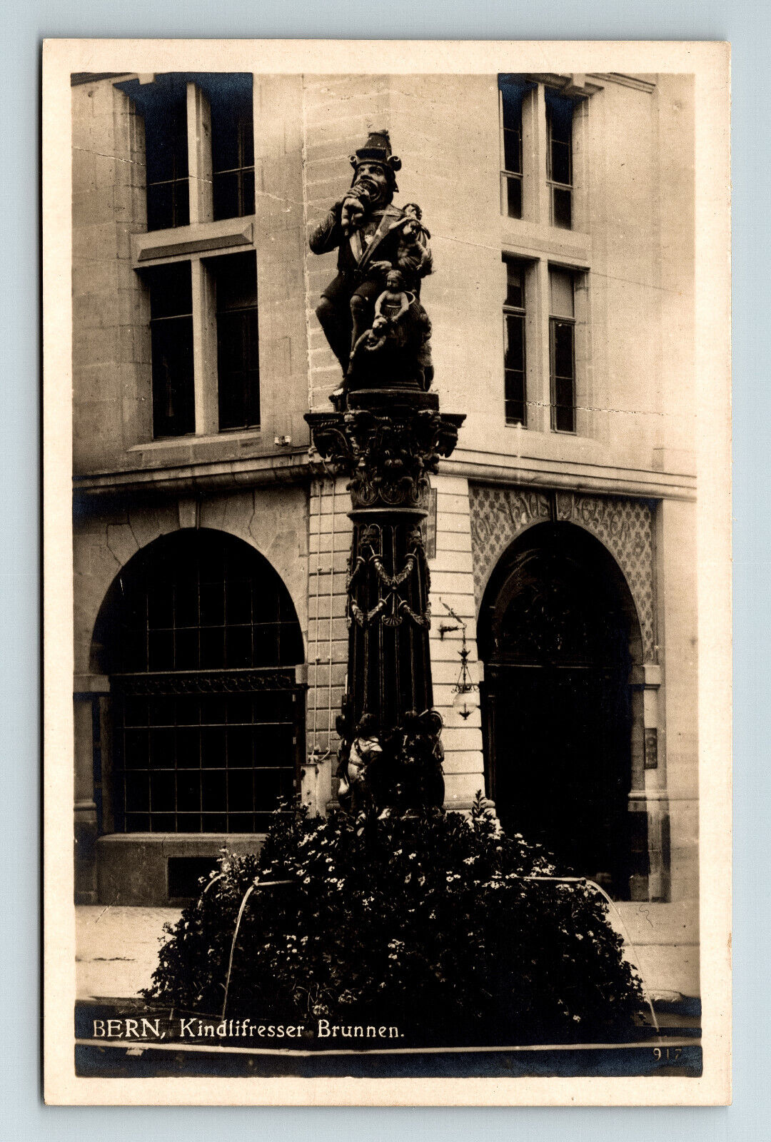 c1926 RPPC Postcard Bern Switzerland Kindlifresserbrunnen Fountain