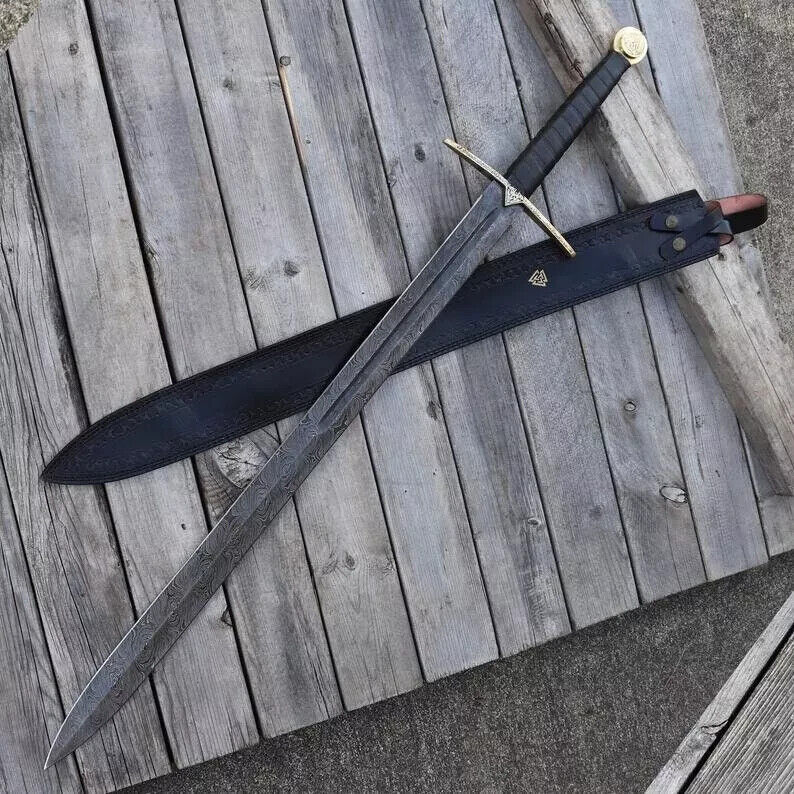 ASS Custom Handmade Forged Damascus Steel Viking  Sharp Battle Medieval Sword