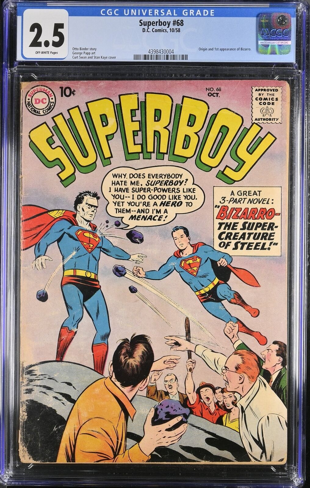 Superboy #68 CGC GD+ 2.5 1st Appearance of Bizarro Swan/Kaye Cover Art