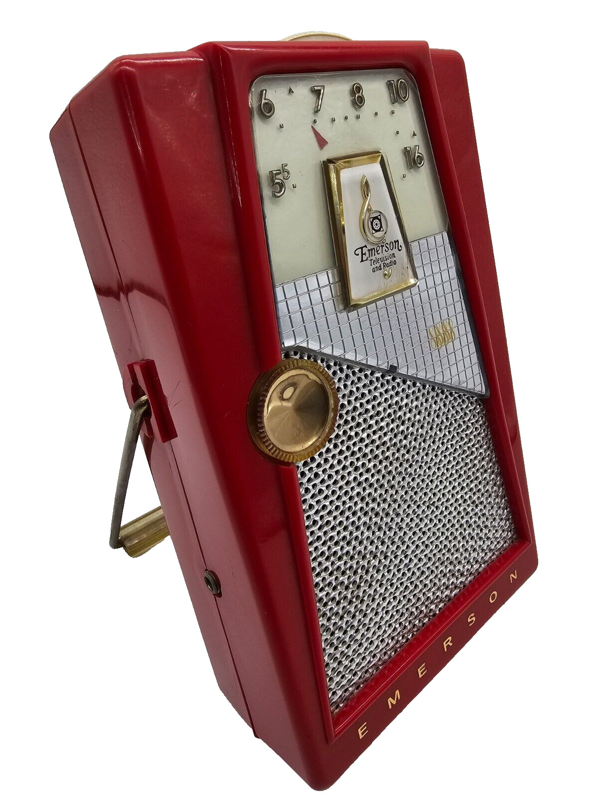 1958/59 Emerson 888 Explorer Radio Pocket Phonograph Corp. Red Rare Sold as is.