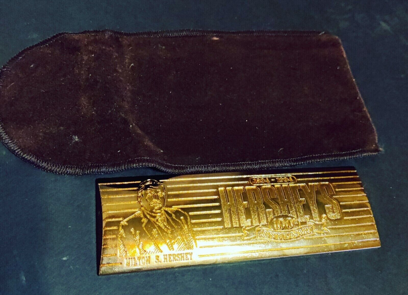 1894-1994 Hershey's Gold Candy Bar Paperweight+Sleeve 100th Anniversary Vintage