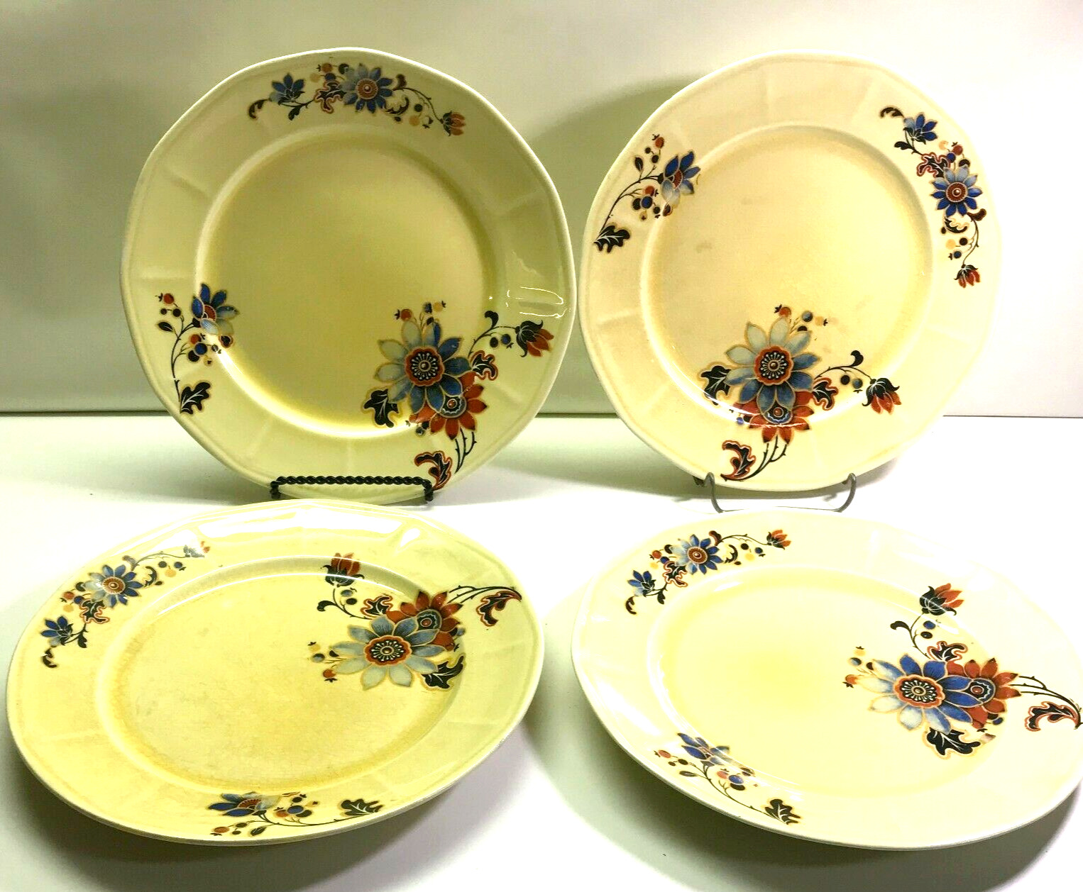 Lot of 4 Antique H.R Wyllie ( Old Spanish Pattern ) YELLOW  Plates USA