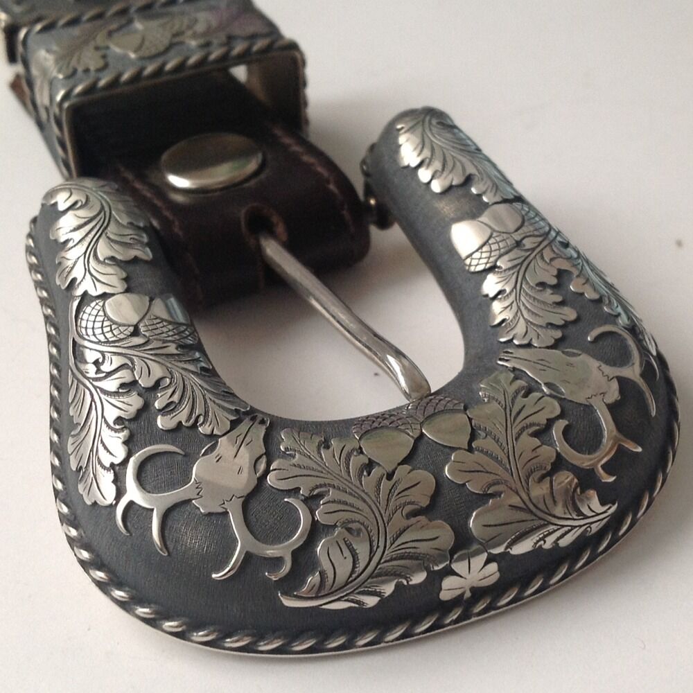 Three Piece Sterling Silver Ranger Buckle, Marked Cowboy Culture