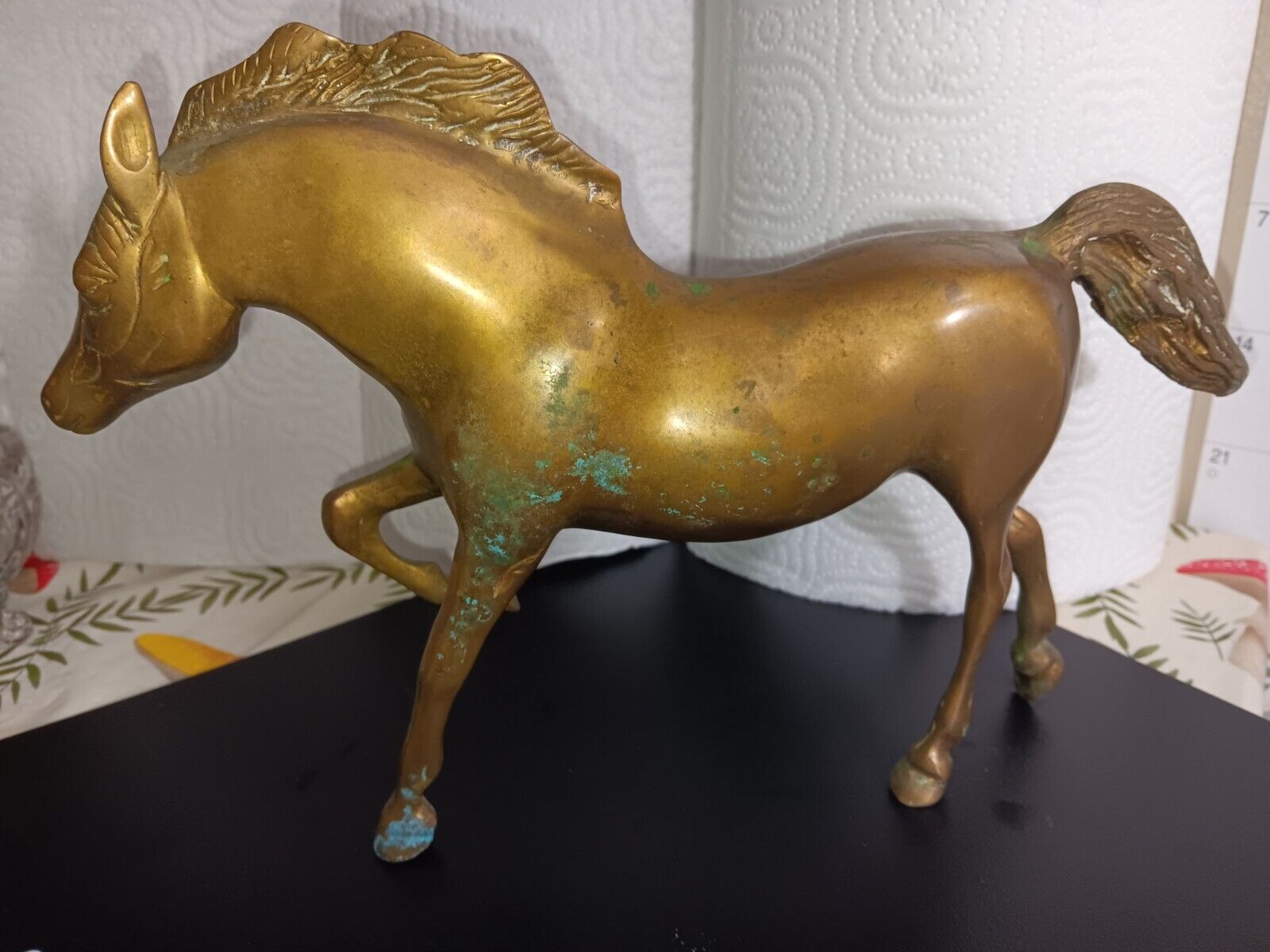Vintage Solid Brass Horse Trot Figurine 8