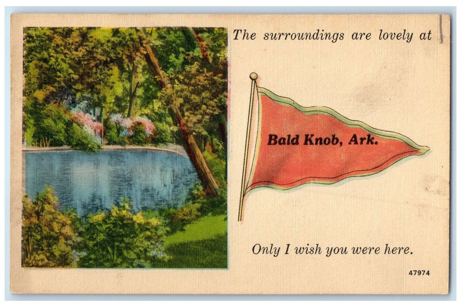 c1940's The Surroundings Are Lovely Lake Groves Bald Knob Arkansas AR Postcard