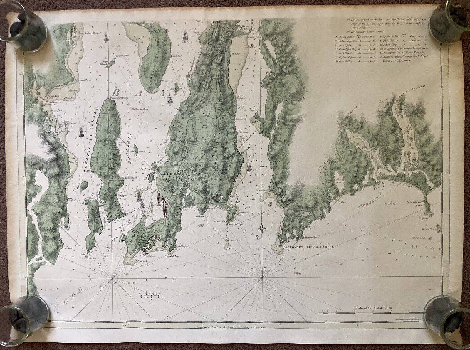 1966 Barre Publishing Map Of Rhode Island Harbor And Narragansett Bay