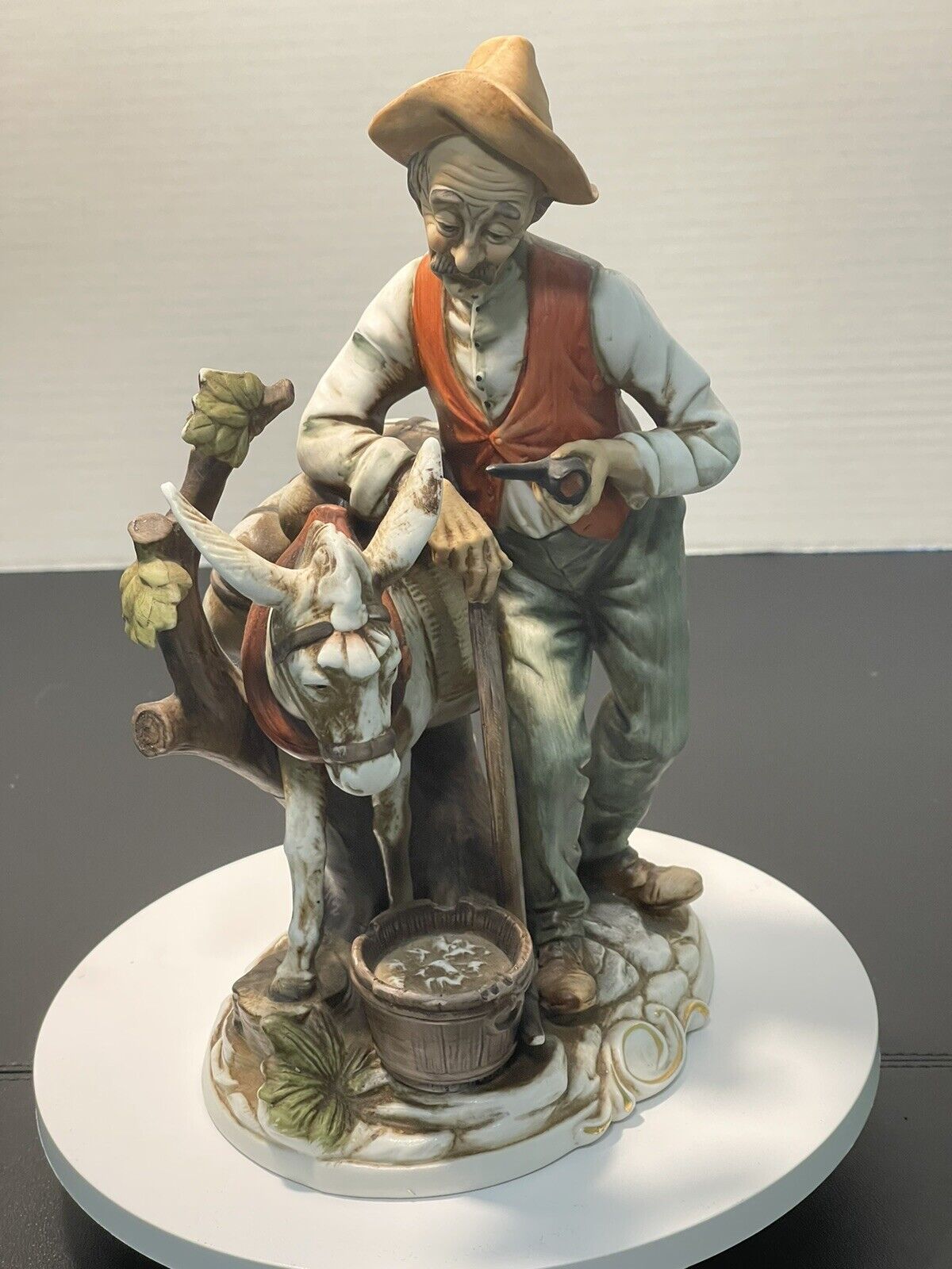 Porcellane D’Arte Vintage 1970's Old Man With Mule Figurine Japan 09265
