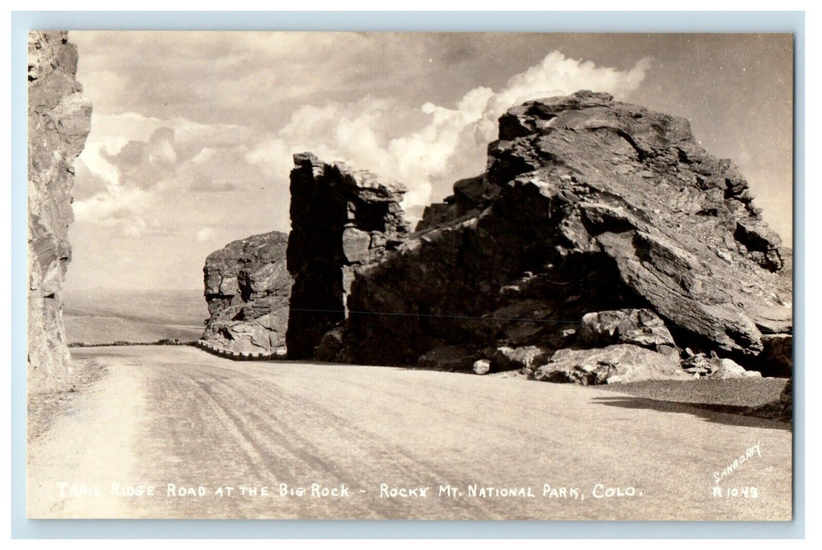 c1930's Trail Ridge Road Big Rock Rocky Mt. National Park CO RPPC Photo Postcard