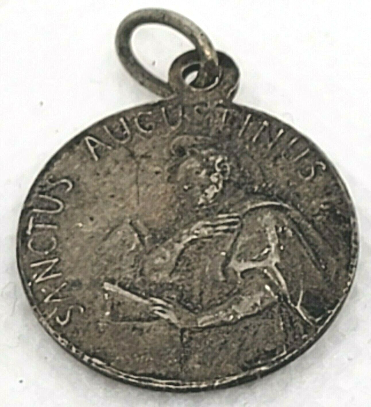 Antique Religious Sanctus Augustinus Rosary Medal Pendant Signed Karo France