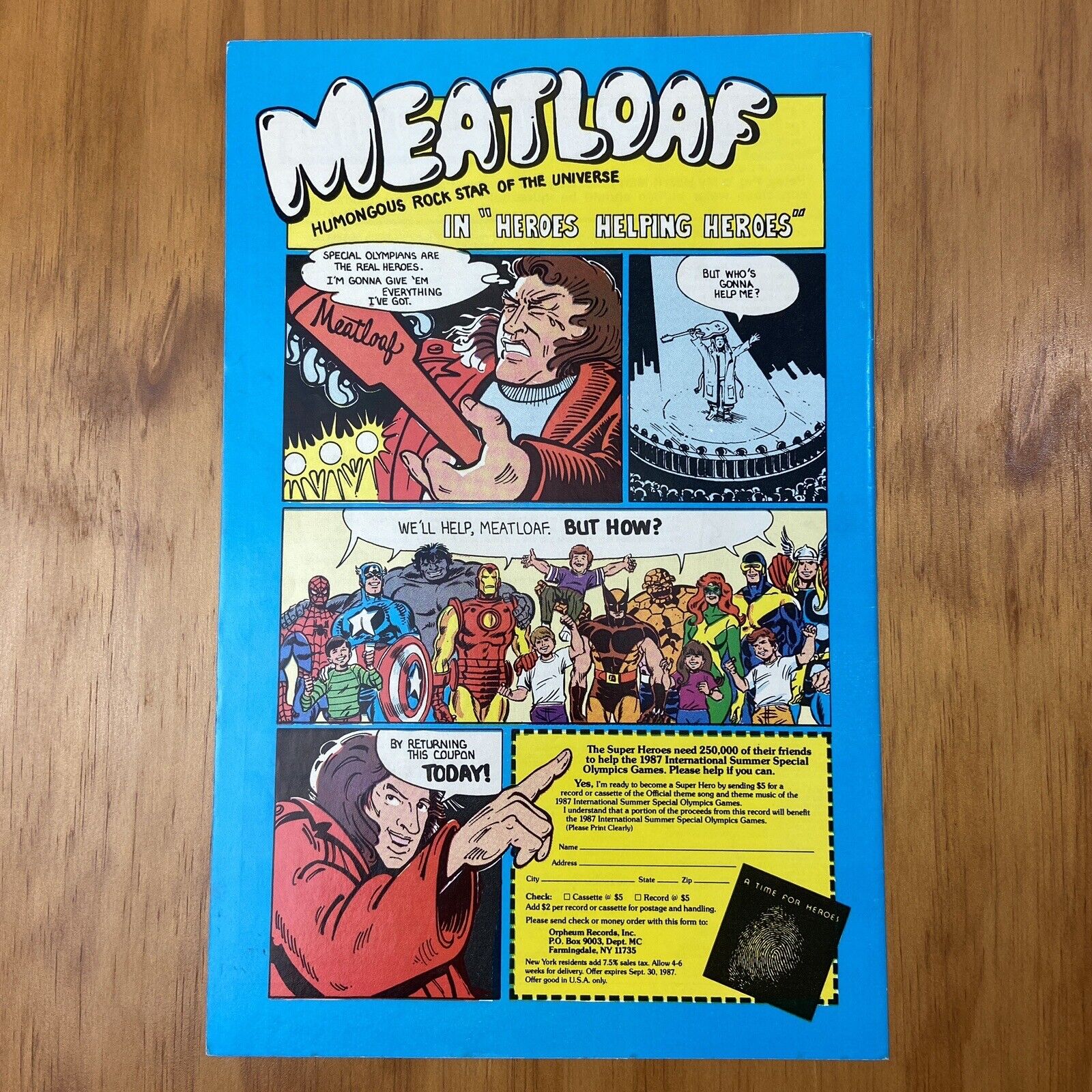 Vintage Meatloaf Marvel Print Ad Poster Authentic Orpheum Records Promo Art 1987