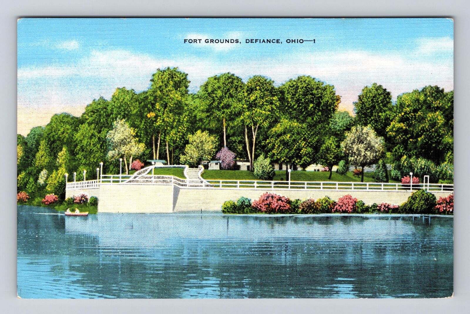 Defiance OH-Ohio, Fort Grounds, Antique, Vintage Souvenir Postcard