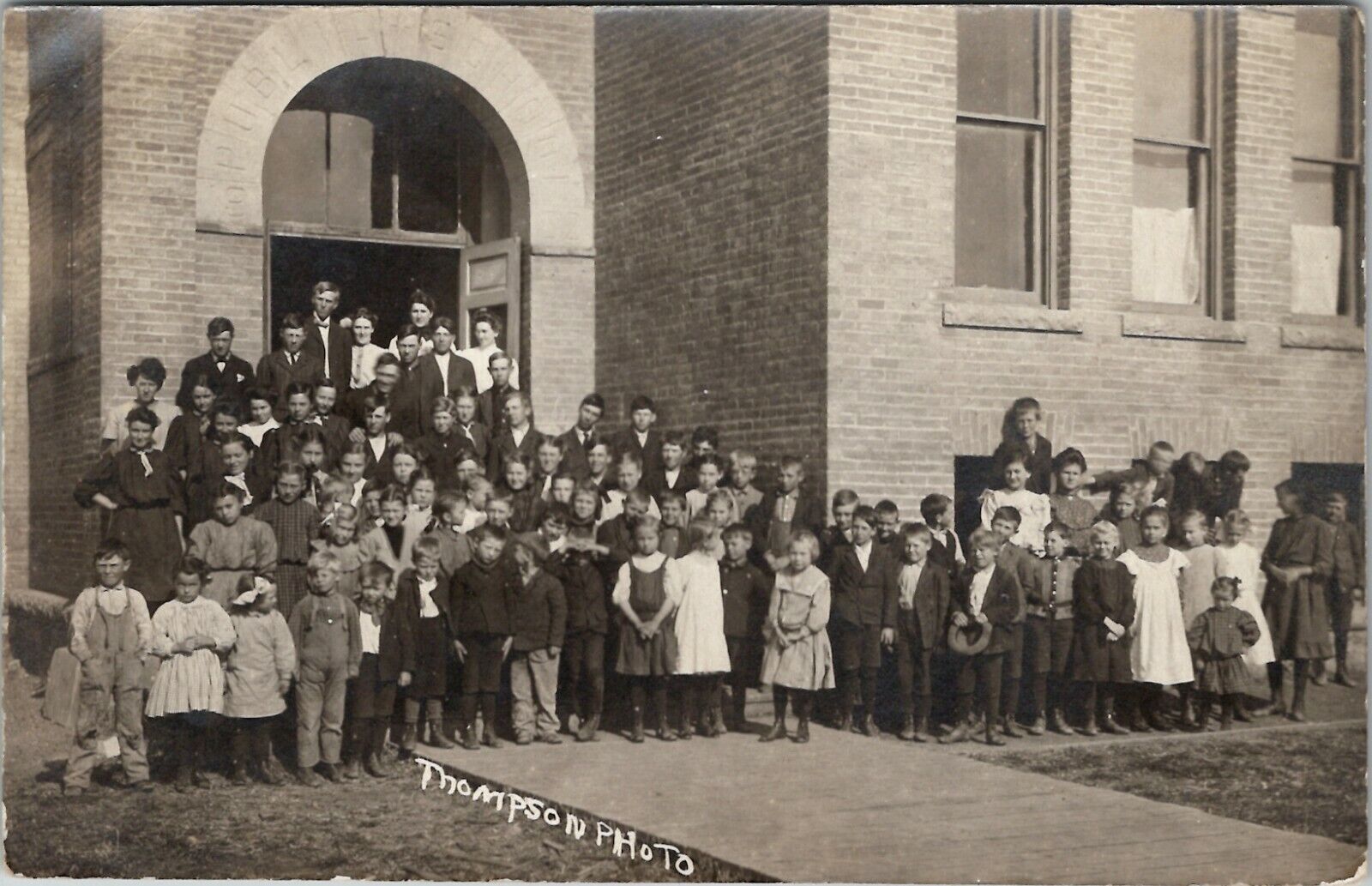 Jeffers Minnesota RPPC 1902 School Building Students Teachers c1907 Postcard V6