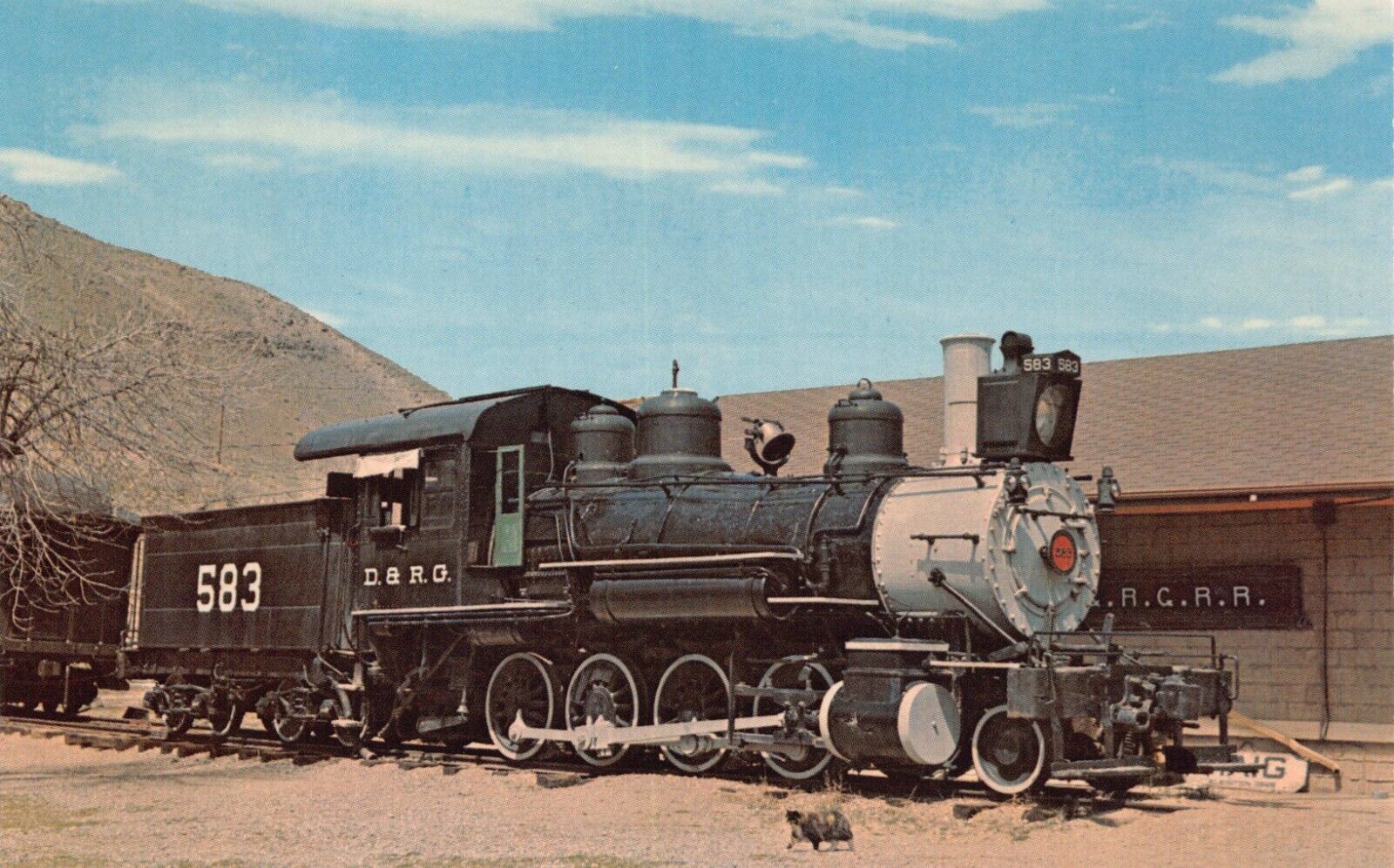 Last of Rio Grand\'s Steam Locomotives #583 Narrow Gauge Train Vtg Postcard CP353