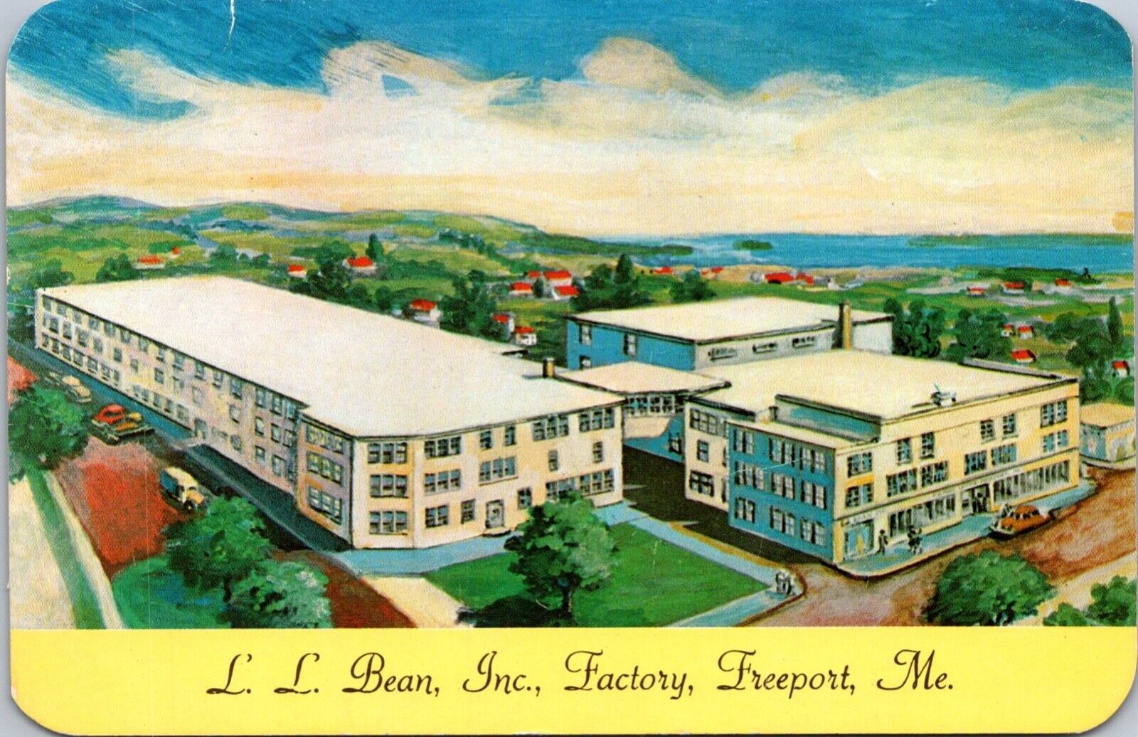 Postcard Freeport, ME L.L. Bean Inc. Factory Aerial View