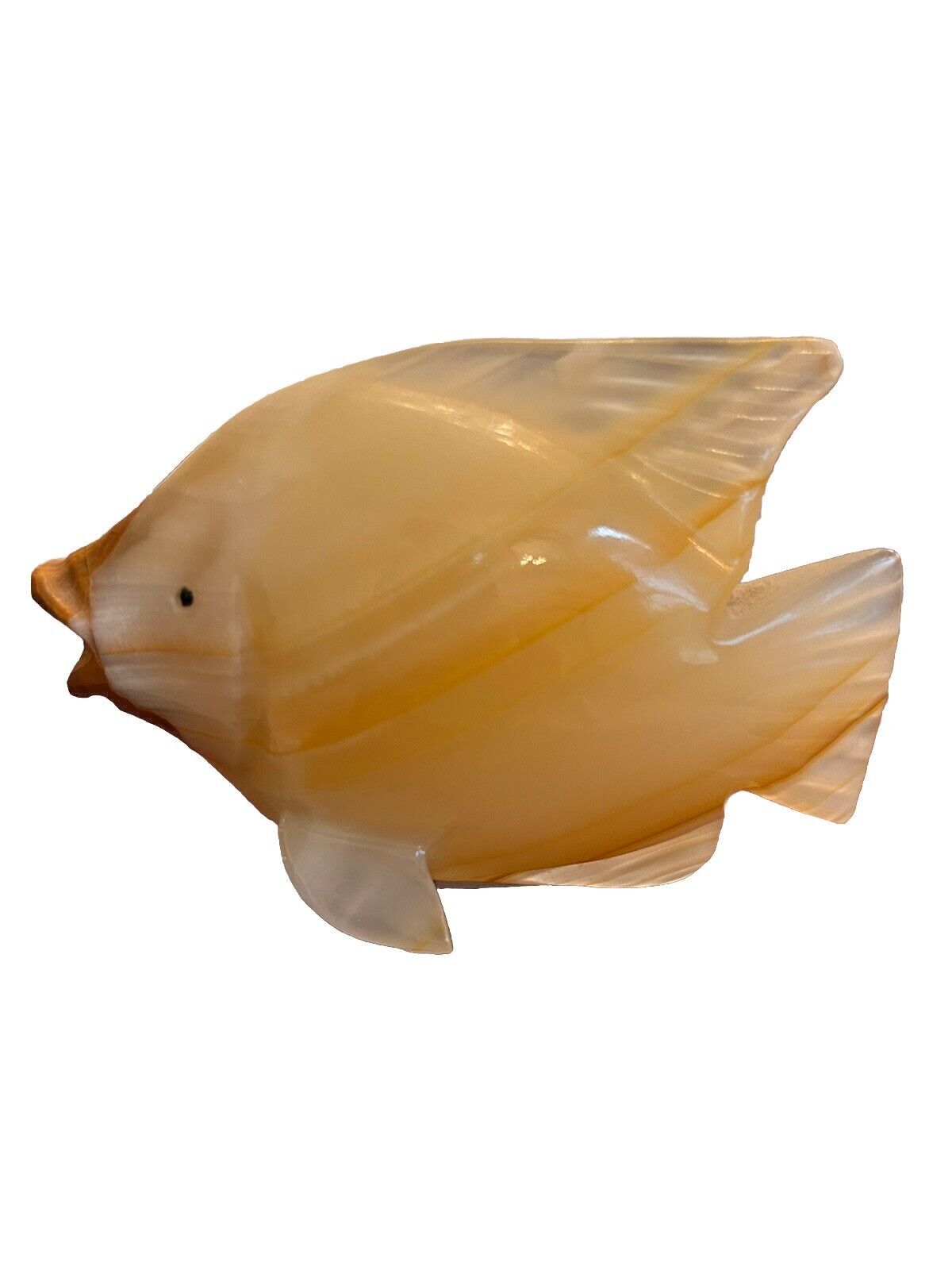 Vintage Marble Onyx Carved Angel Fish Decorative Figurine