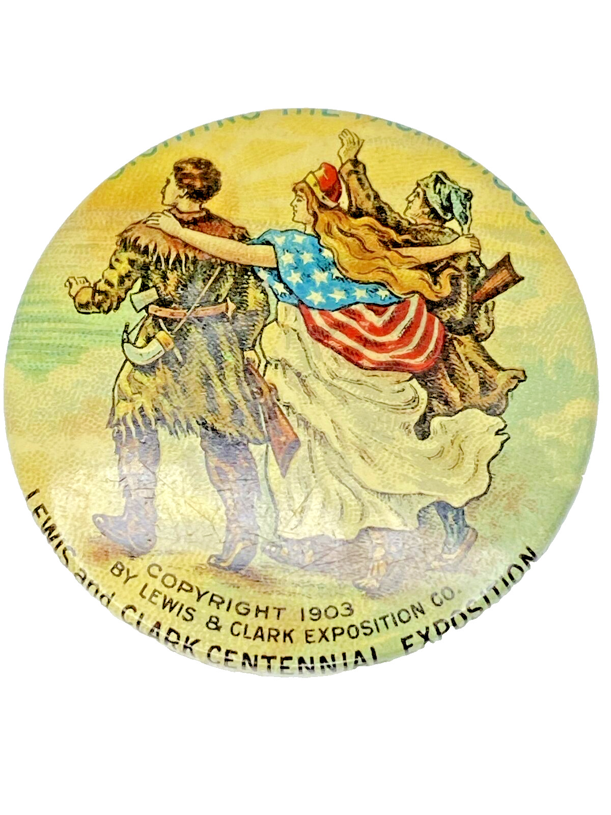 1905 Lewis & Clark Exposition Sighting Pacific 32mm pinback- button Portland, OR