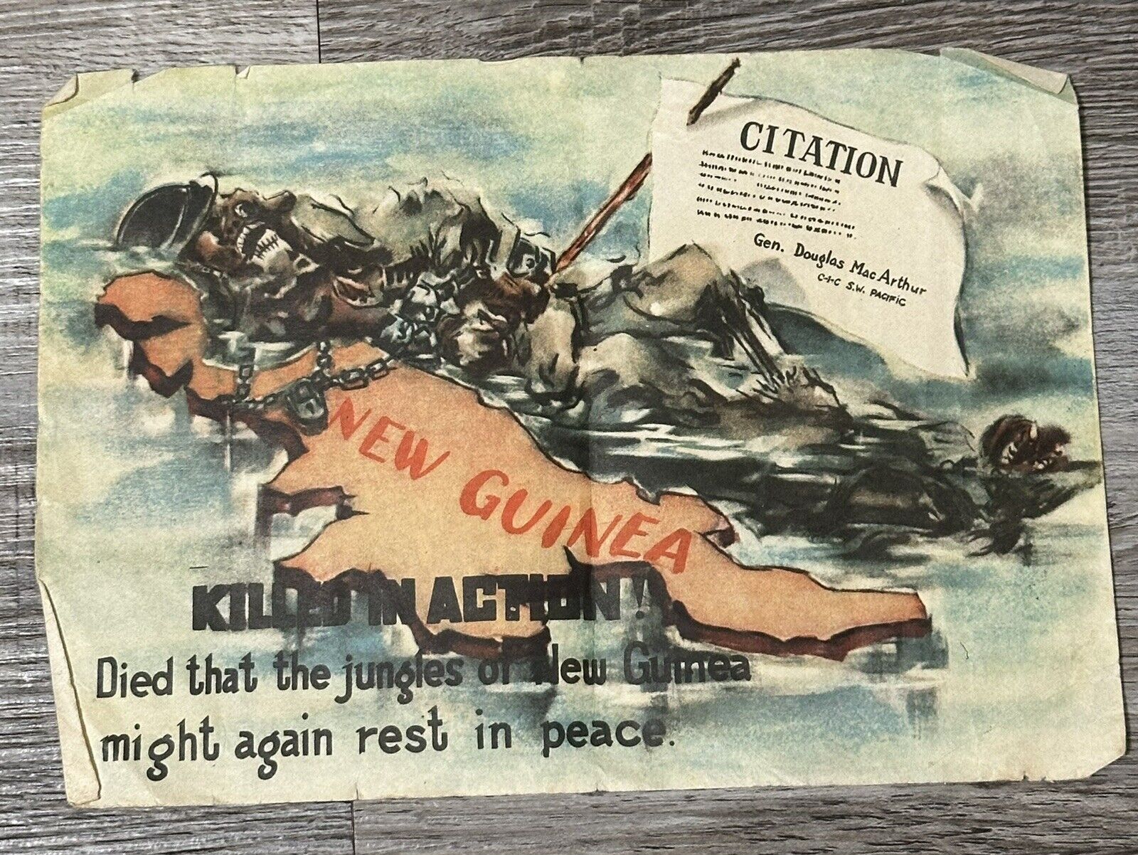 WWII Japanese Propaganda Leaflet To US Killed In Action New Guinea