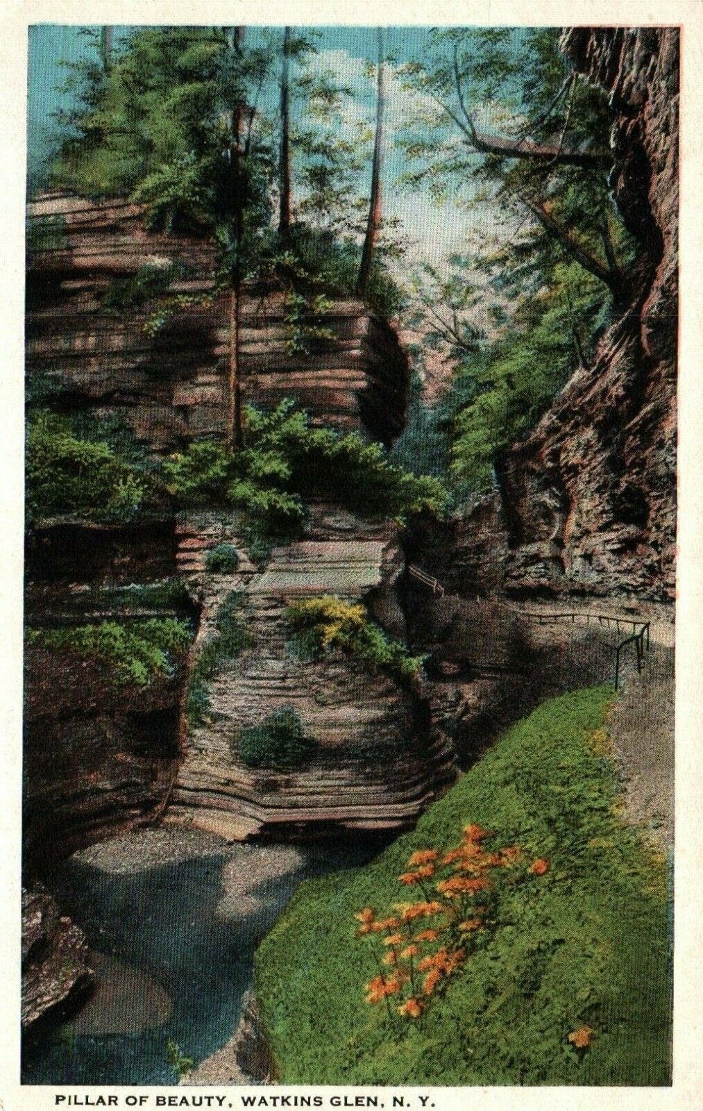 Watkins Glen New York NY Pillar Of Beauty Vintage Postcard