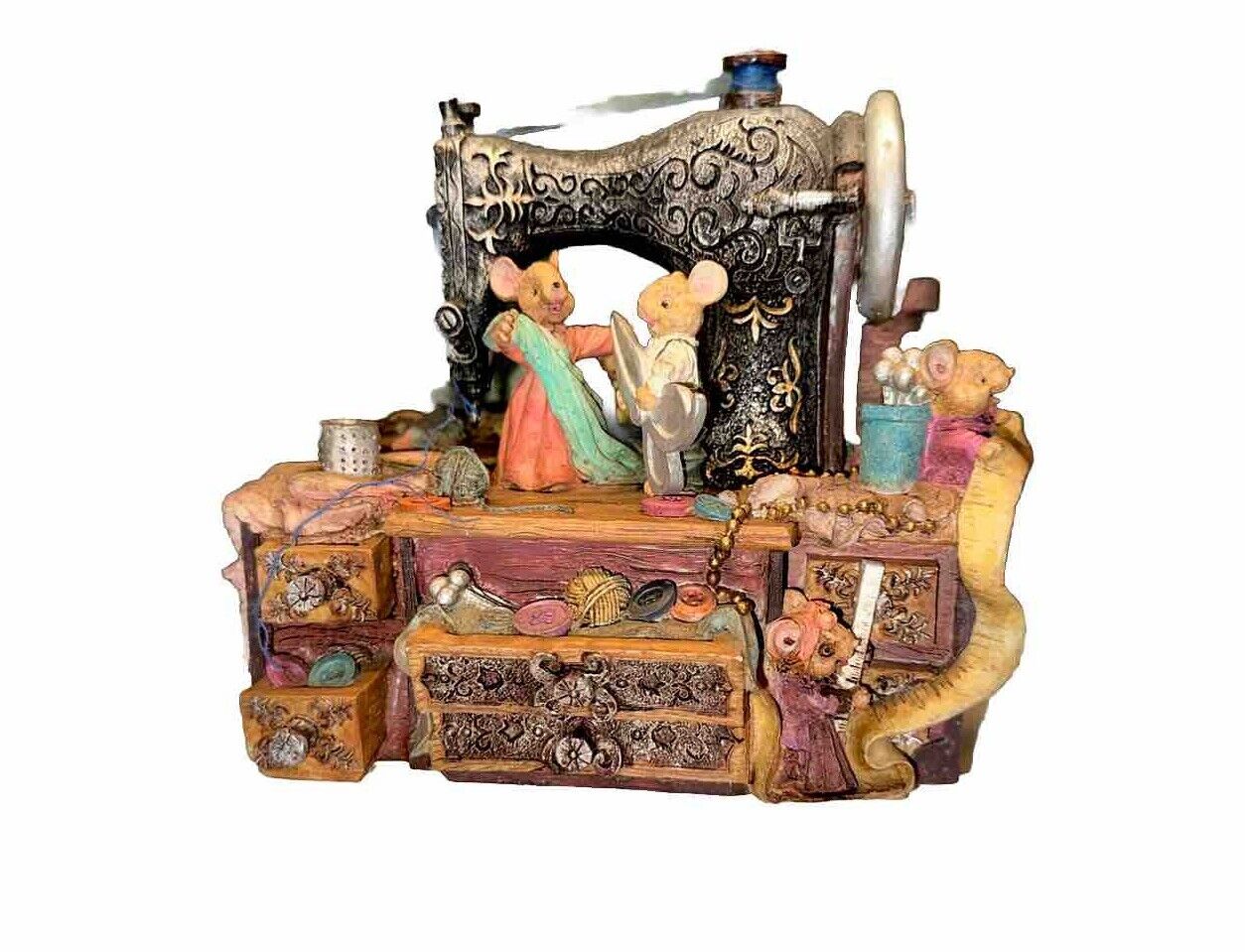 Classic Treasures Music Box Sewing Machine Mice. Plays “My Favorite Things”