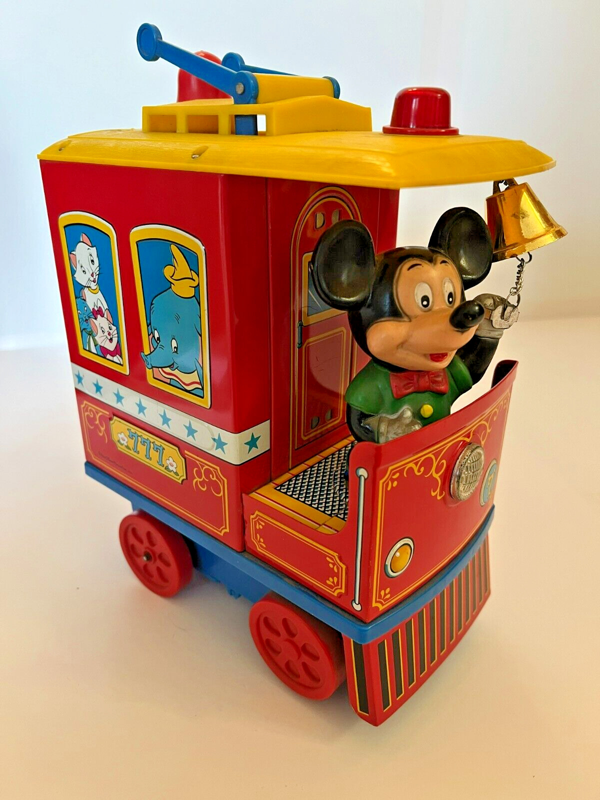 Vintage MASUDAYA/MODERN TOYS Mickey Mouse Battery Op. Tin/Plastic Trolley