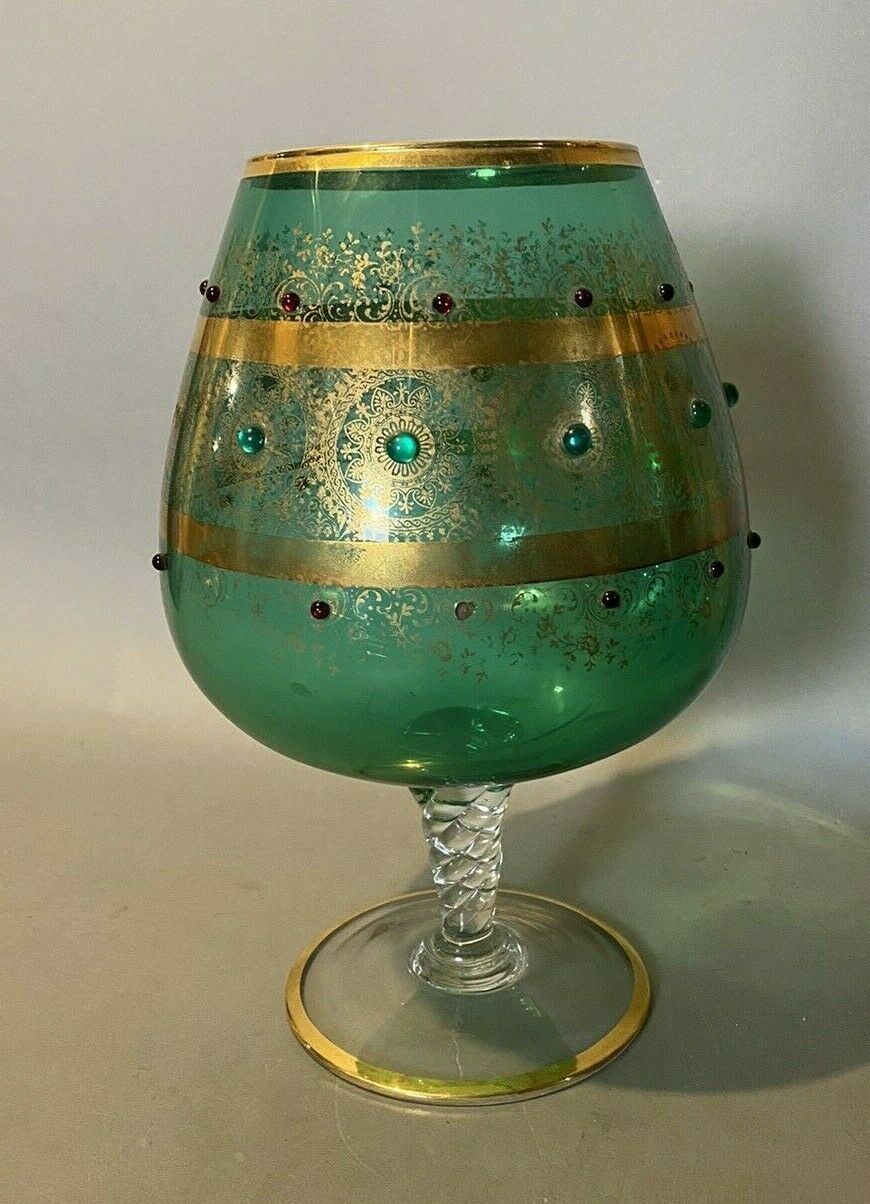 VINTAGE ANTIQUE GILT DECORATED BOHEMIAN ART GLASS 11