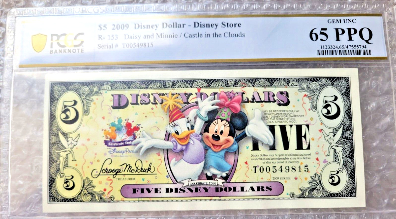2009 Daisy And Minnie $5 Disney Dollar PCGS 65 PPQ