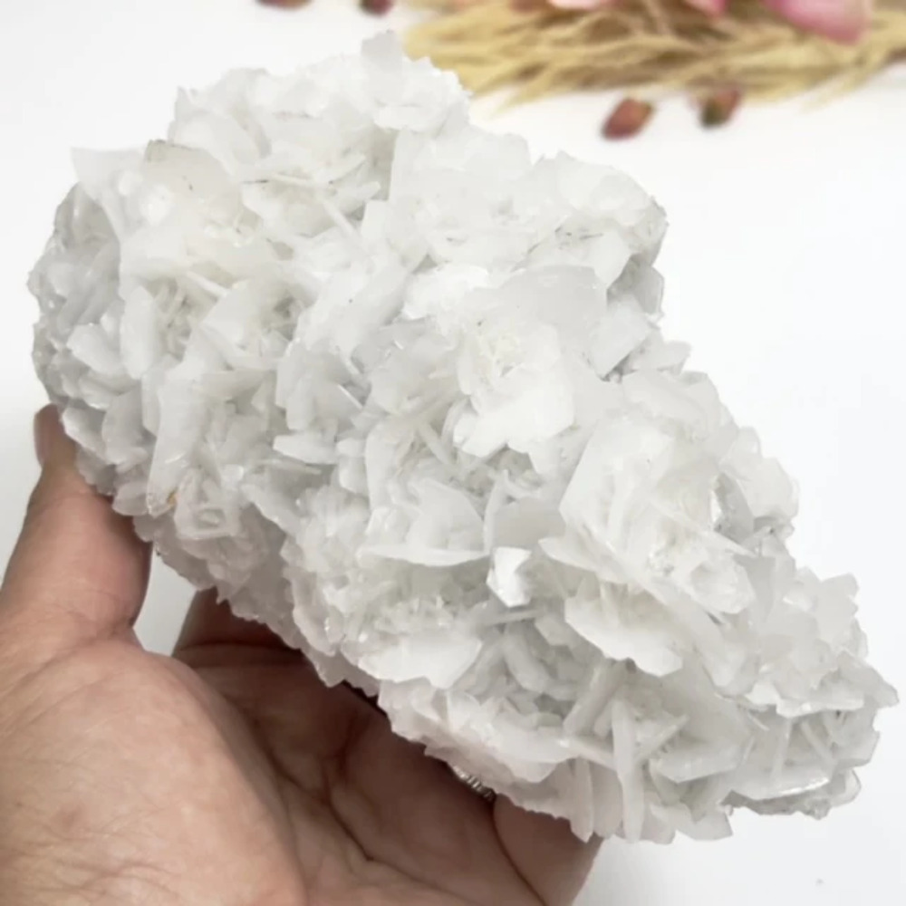 White Rose Calcite Crystal Raw Natural Specimen 968g