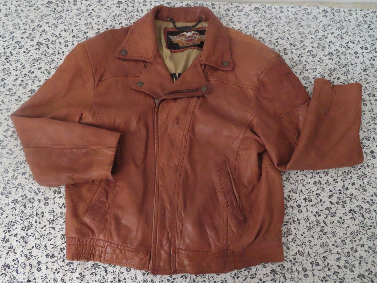 Harley Davidson Vintage Leather Jacket Brown Taking it to the Streets L