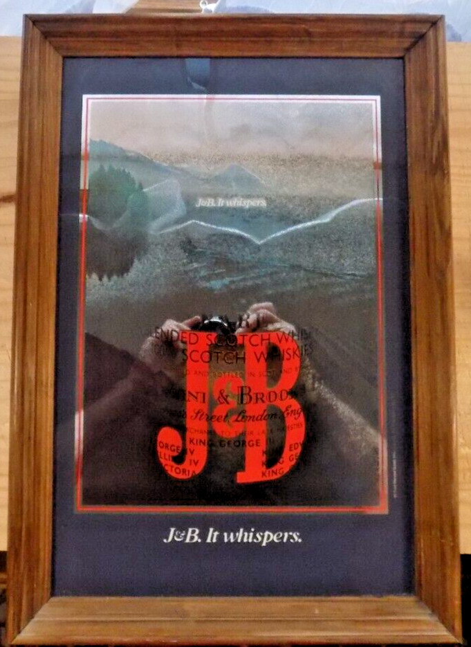 J B Blended Scotch Whiskey ADVERTISING MIRROR  c.1980 14\