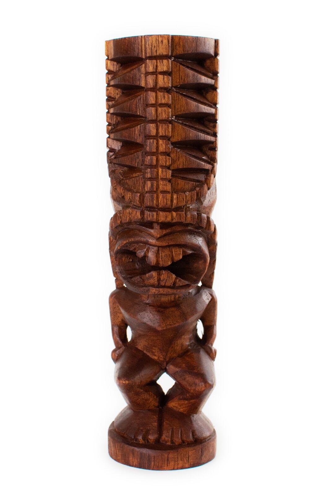 Handmade Wooden Primitive Angry Face Tribal Statue Sculpture Tiki Bar Figurine