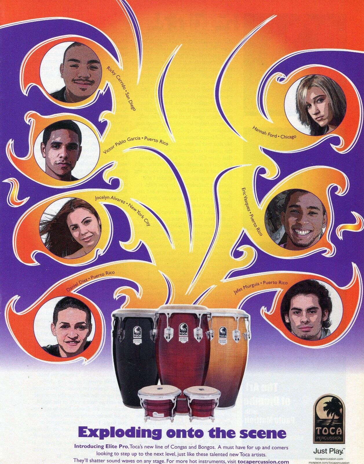 2008 Print Ad of Toca Elite Pro Conga & Bongo Drums