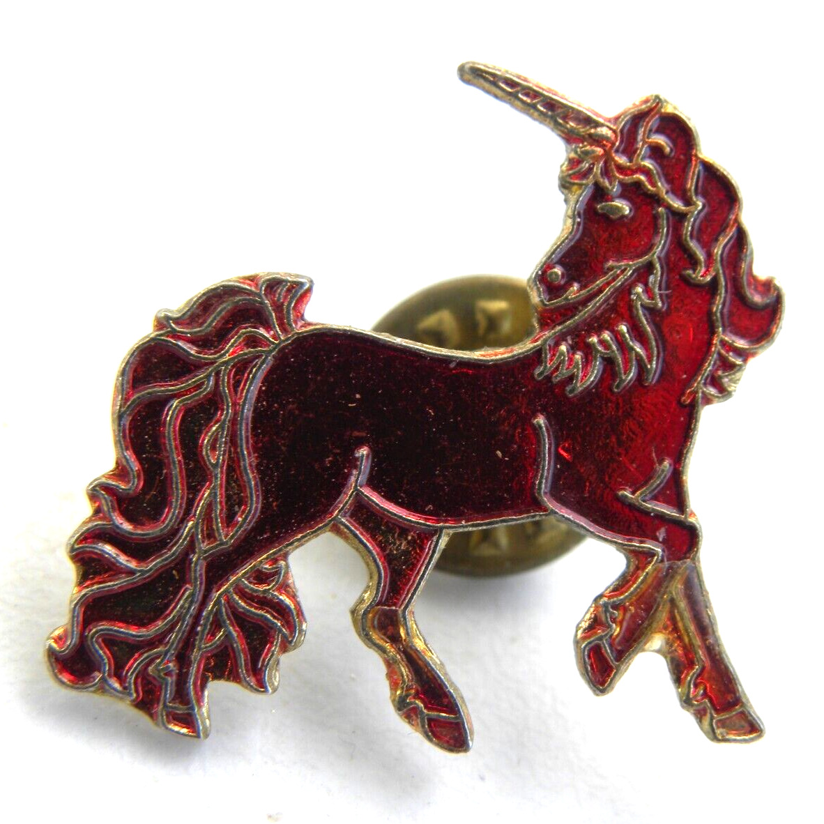 Vintage Red Unicorn Pin Horse Hat Lapel Novelty