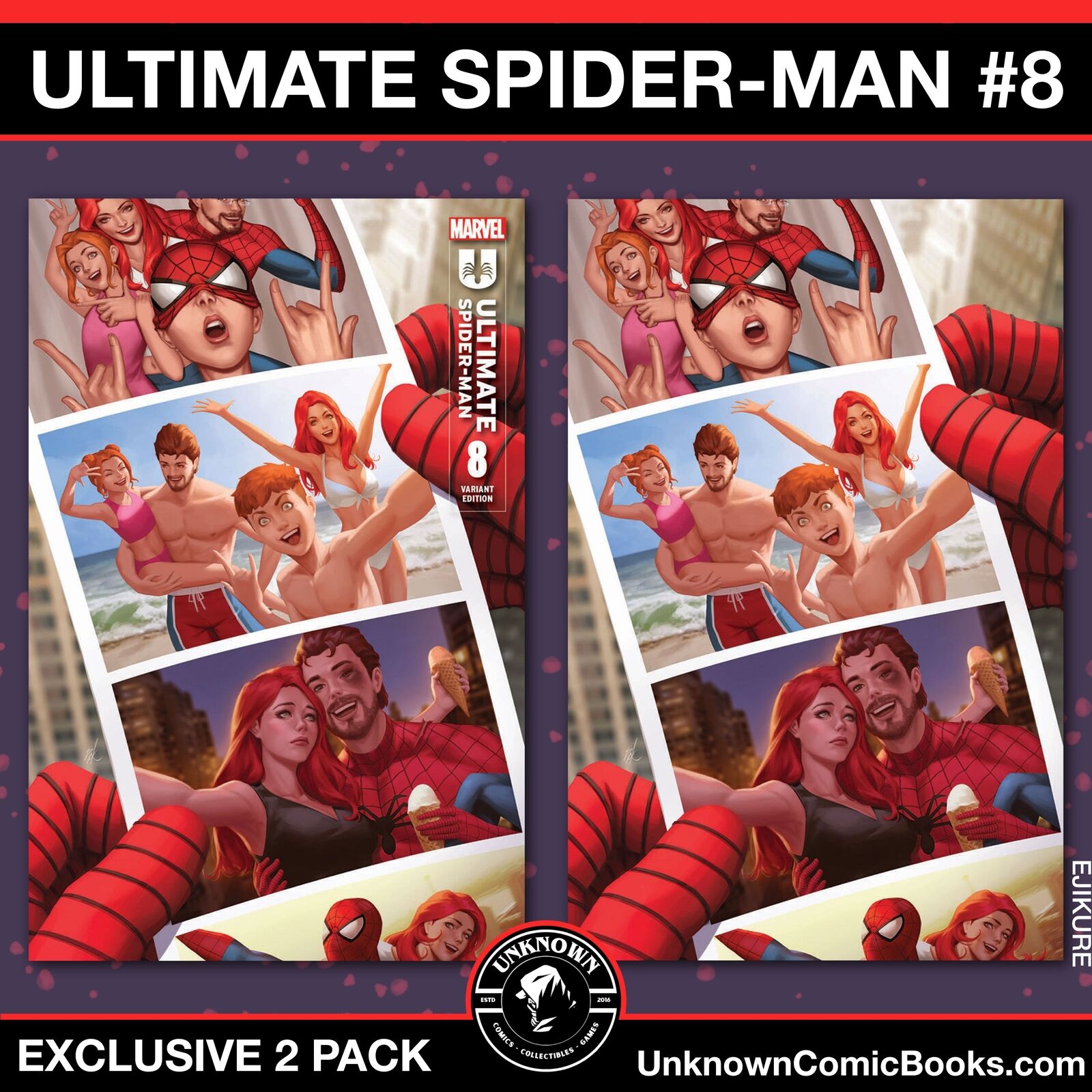 [2 Pack] Ultimate Spider-Man #8 Unknown Comics Ejikure Exclusive Var (08/21/2024