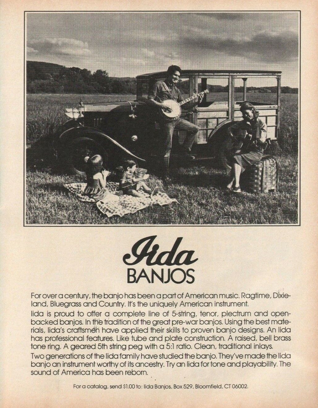 1978 Iida Banjos - Vintage Musical Instrument Ad