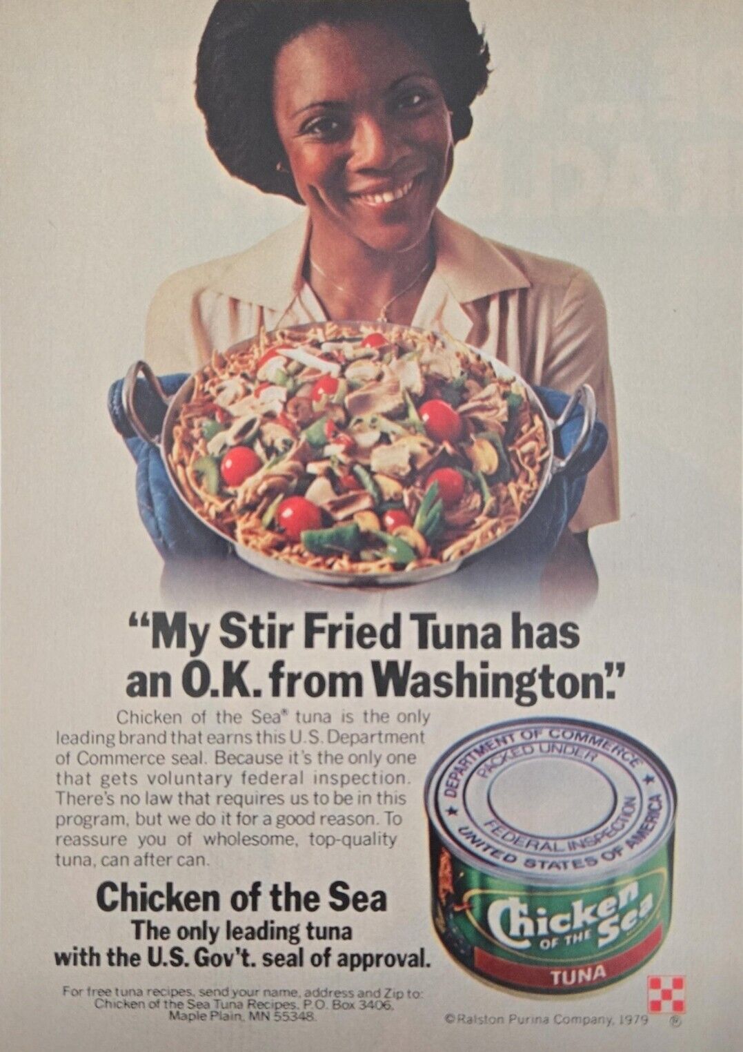 1980 Chicken of The Sea My Stir Fried Tuna OK from Washington RARE Print Ad