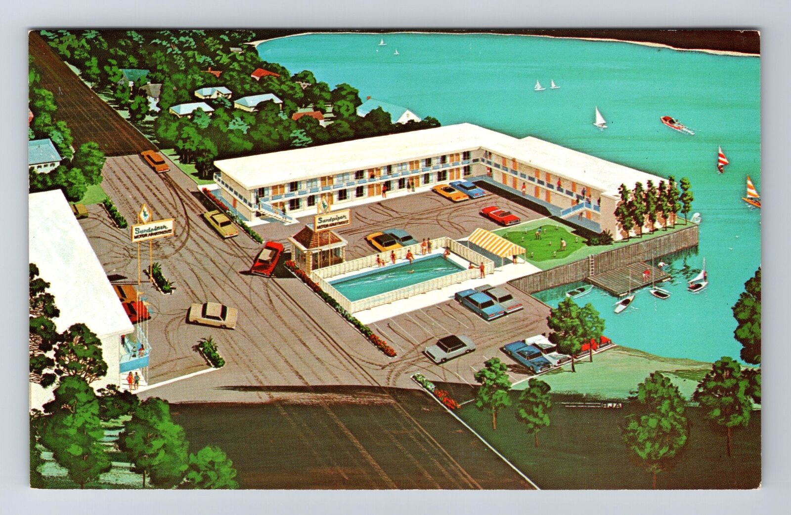 Virginia Beach VA-Virginia, Sandpiper Motor Apartments, Vintage Postcard