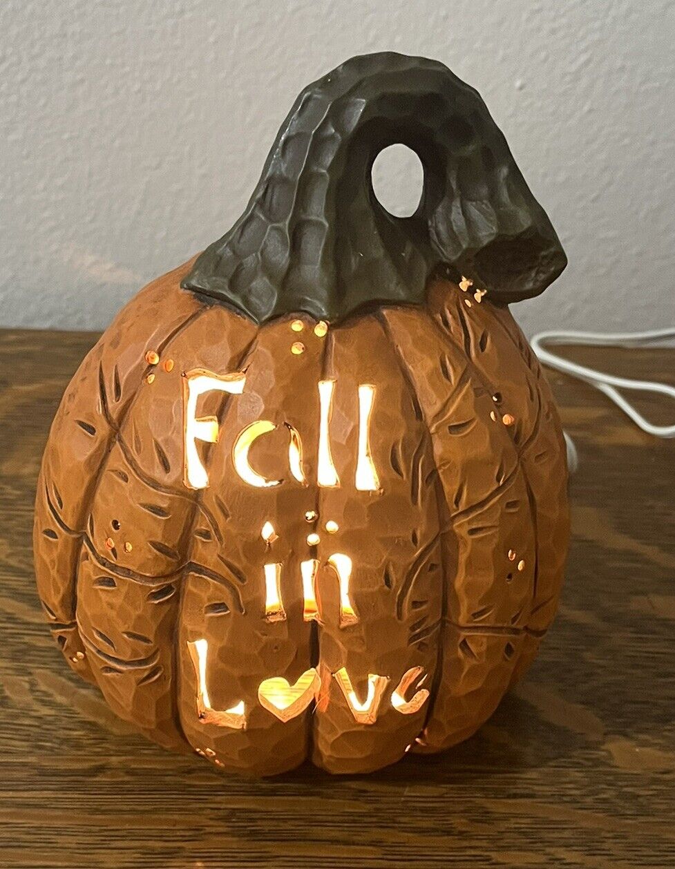Ceramic Pumpkin ‘Fall In Love’ Light Up Autumn Halloween