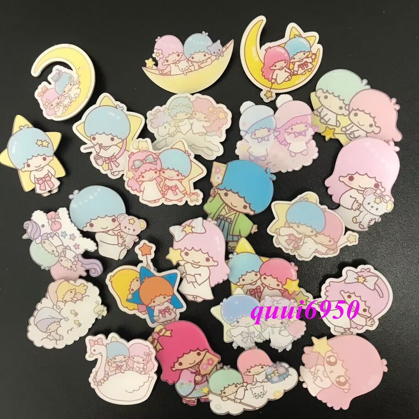 15pcs Cute Little Twin Star Brooch Pin Acrylic Lapel Backpack Bag Clothes Badge