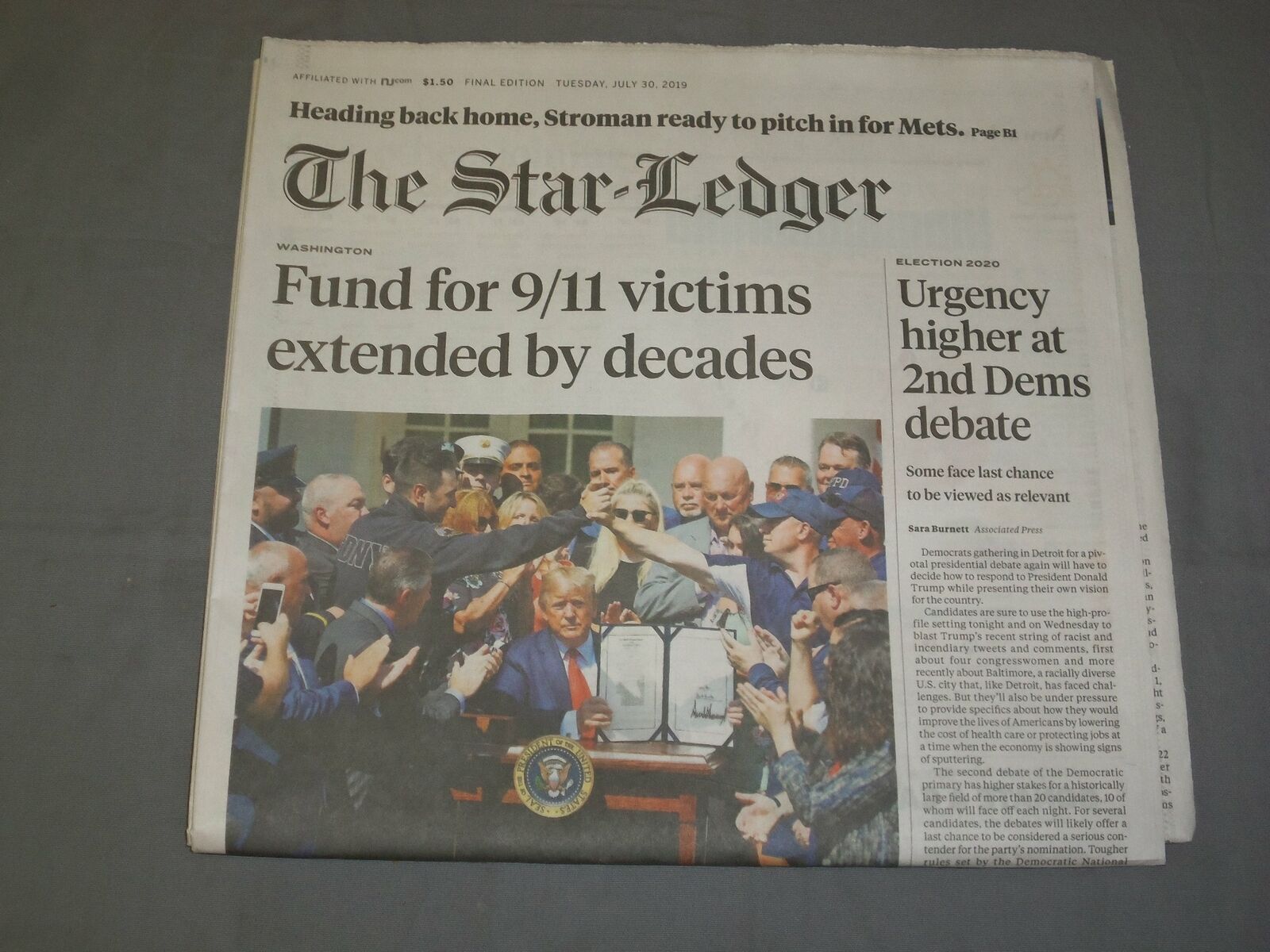 2019 JULY 30 THE STAR-LEDGER NEWSPAPER-FUND FOR 9/11 VICTIMS EXTENDED BY DECADES