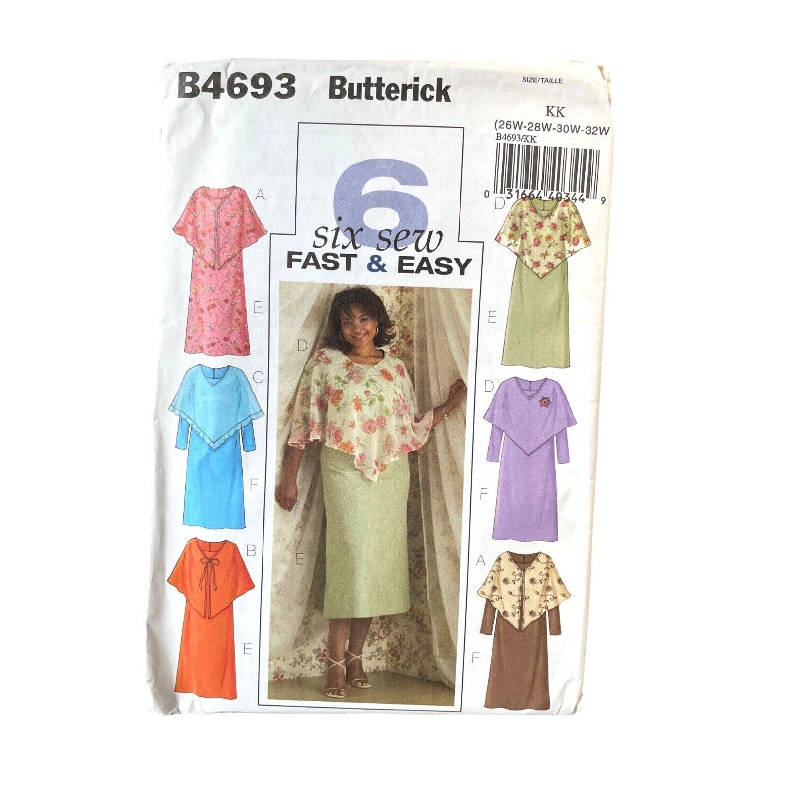 Butterick Sewing Pattern 4693 Dress Poncho Misses Size Plus 26W-32W