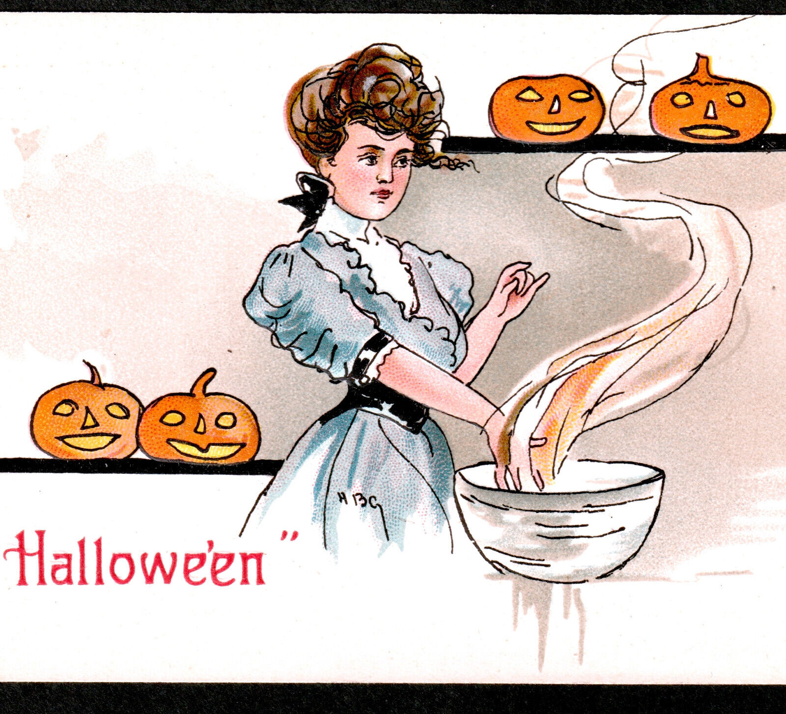 HBG Griggs Halloween Love Magic Ritual JOL Leubrie & Elkus L&E 2215 Old PostCard